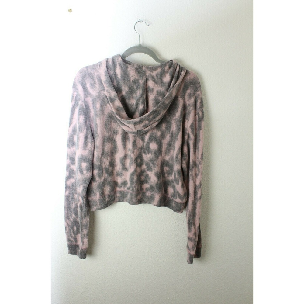 BlankNYX‎ Pink Black Leopard Print Cropped Long Sleeve Hoodie Sz XS - Picture 5 of 6